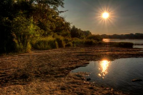 River rapids sunset Stock Photos