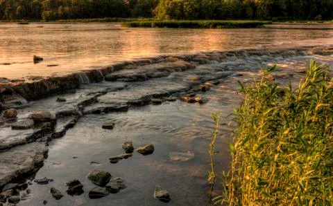 River rapids sunset Stock Photos