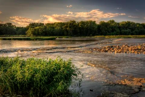 River rapids sunset Stock Photos