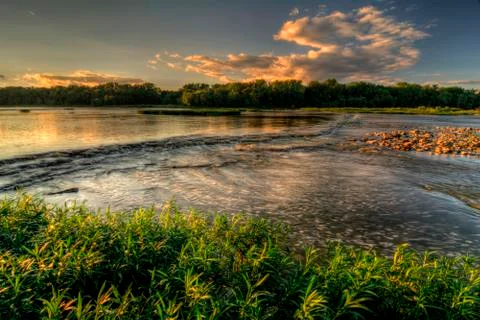 River rapids sunset Stock Photos