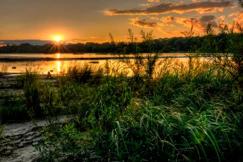 River rapids sunset Foto stock