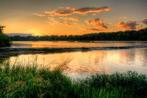 River rapids sunset Foto stock