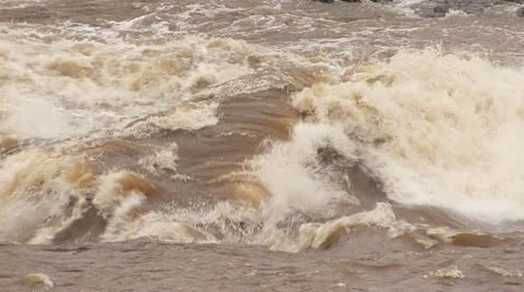 River Rapids - Wicked Spring Runoff Standing Wave Stock Footage 11024590