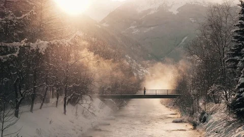 River in the rays of the rising sun Stock-Footage 71415214