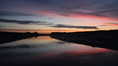 River reflecting dawn sky Stock Footage 70149177