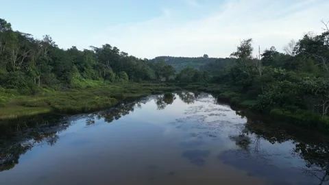 A river with a reflection of the sky on the water 스톡 동영상 325769111