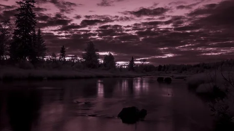 River Reflections, Aroostook County, Maine, Infrared Sunset 4k Time Lapse Stock Footage 93591804