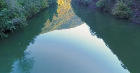 River reflections in forest canyon, Kostel area, Slovenia, Stock Footage 326196462
