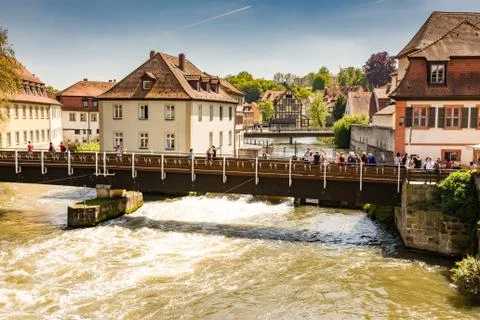 River Regnitz in Bamberg Stock Photos