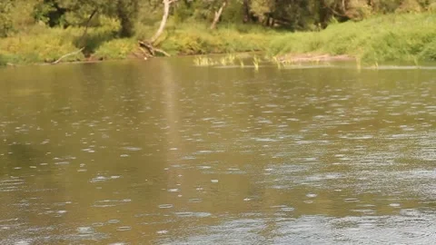 River, reservoir, rain, drops Video stock 137317837