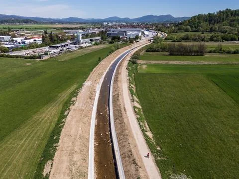 River restoration project improves flood protection and management Stock Photos