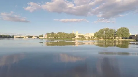 The river the Rhone in avignon Stock Footage 83212866