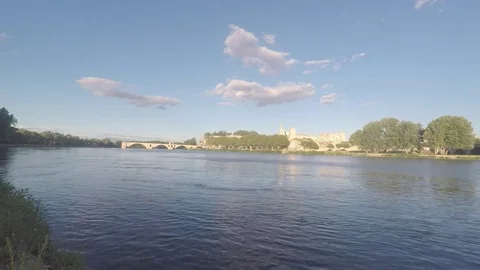 The river the Rhone in avignon Stock Footage 83213606