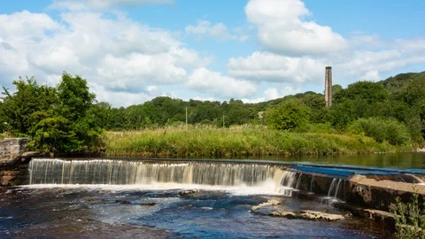 River Ribble waterfall time-lapse, Settle, England Video stock 114136291