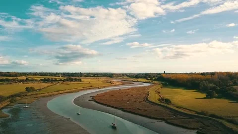 River Rise Drone Shot Stock Footage 140508410