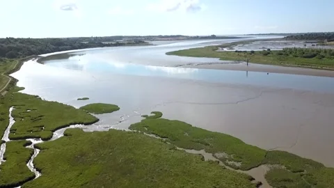 River Rise Drone Shot Stock Footage 140508558