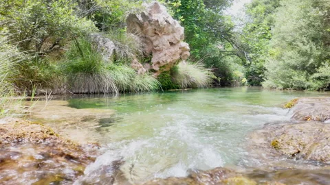 A river with a rock in the middle Stock Footage 277410311