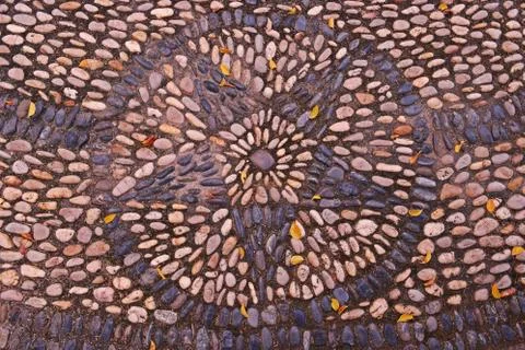 River Rock pebbles background on floor Stock Photos