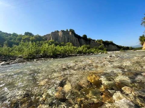 The river at the rock Stock Photos