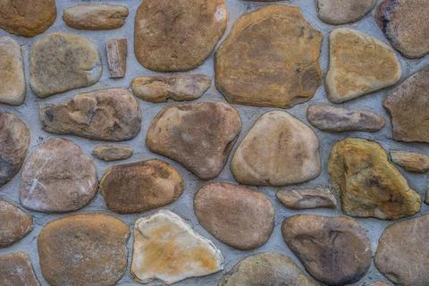 River rock wall closeup 스톡 사진