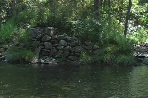 River with Rock Wall Video stock 6827628