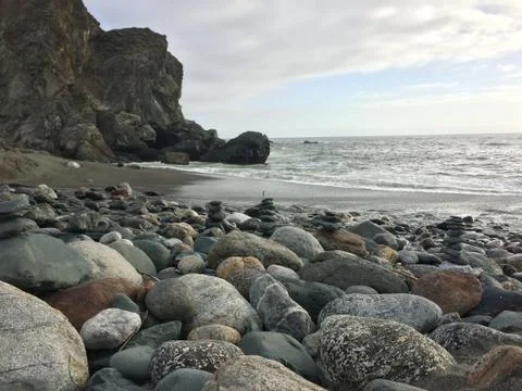 River Rocks on the Beach Stock Photos