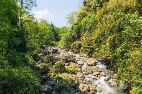River with rocks in a chinese mountain Foto stock