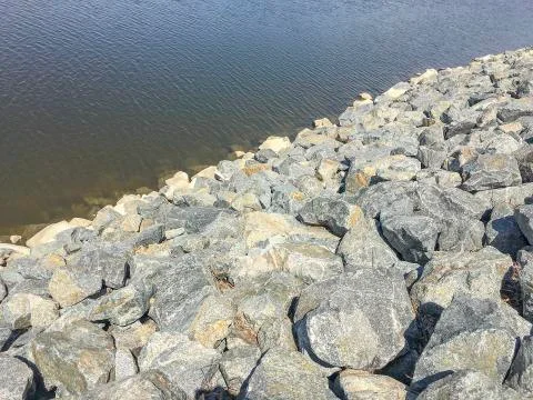 River rocks with copy space. Stock Photos