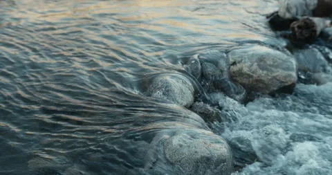 River rocks flowing Stock Footage 247306218