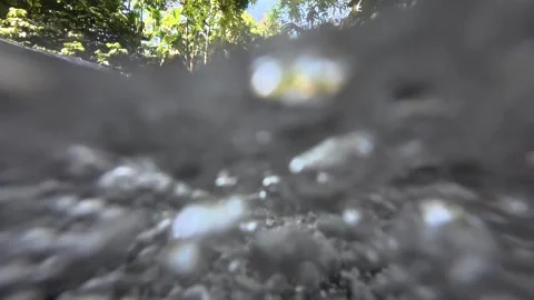 River with Rocks, Flowing Water and Sun Reflection Stock Footage 315953855