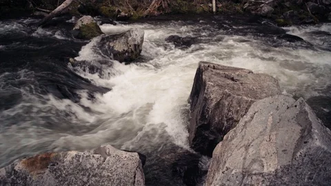 RIver Rocks - Mountain River - Outside Yellowstone National Park Stock Footage 86340376