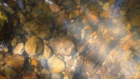 River rocks under water with reflections Stock Footage 106109484