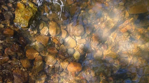 River rocks under water with reflections and slow motion Stock Footage 106111561