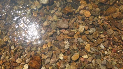 River rocks under water with reflections and slow motion Stock Footage 106135083