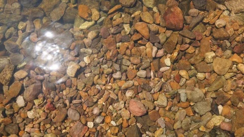 River rocks under water with reflections,slow motion Stock Footage 106144988