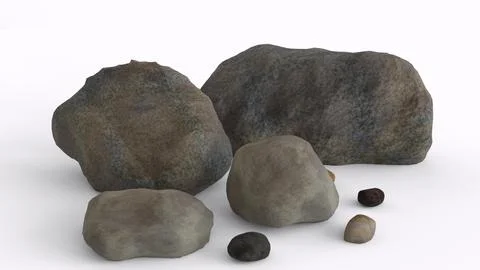 River rocks with white background イラスト素材
