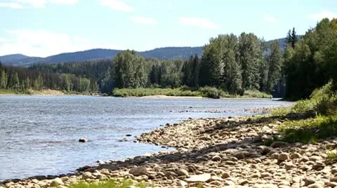 River with rocky shore Stock Footage 10749211