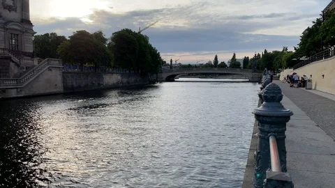 River with romantic bridge in old town Stock Footage 112026002
