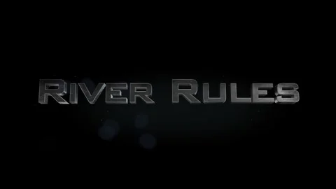 River Rules title 3D metal text on black alpha channel background Stock Footage 301265489