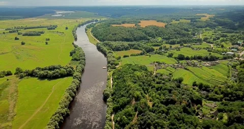 River Running Among Forests and Valleys. Stock-Footage 252020903