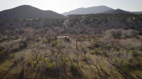 River Running through the Desert in Rural New Mexico Stock Footage 194157337