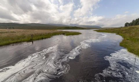 A river running through a field Stock Photos