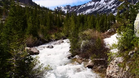 River running through the grand tetons Stock Footage 128154232