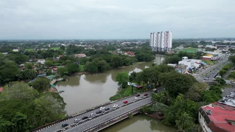 A with a river running through it. Aerial view Stock-Footage 318103613