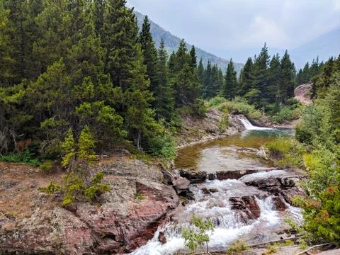 River Running Through A Mountain. Stock Photos