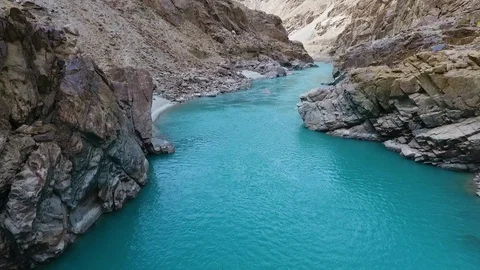 River Running Through Mountainous Tunnel Stock Footage 107639524