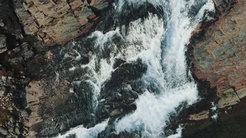 River running through the mountains from above, version 2 Stock Footage 253411472