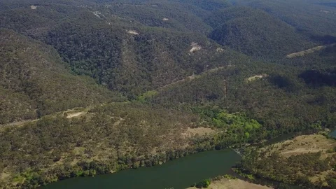 River Running Through Mountains Drone Video stock 81010022
