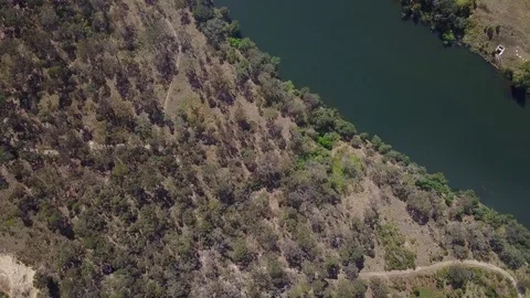 River Running Through Mountains Drone Stock-Footage 81010062