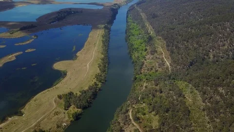 River Running Through Mountains Drone Stock-Footage 81010234